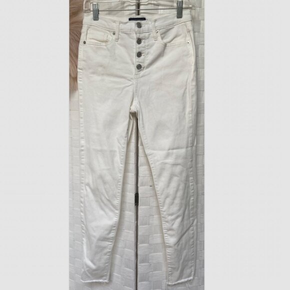 Banana Republic High Rise Skinny Fray White Jeans Size 26 / 2 - Picture 1 of 5